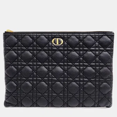 Pre-owned Dior Christian  Karo Daily Clutch Bag In Black