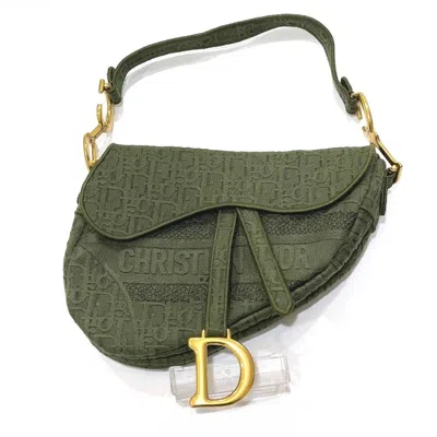 Pre-owned Dior Christian  Khaki Canvas Handbag Saddle Bag ()