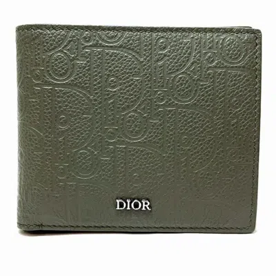 Pre-owned Dior Christian  Khaki Leather Wallet (bi-fold) () In Brown