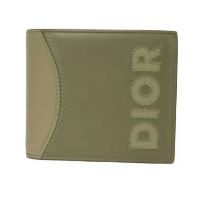 Pre-owned Dior Christian  Khaki Leather Wallet (bi-fold) () In Brown