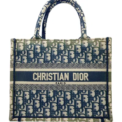 Pre-owned Dior Christian  Khaki Navy Pink Canvas Handbag Tote Bag ()