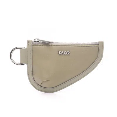 Pre-owned Dior Christian  Khaki Nylon Leather Coin Purse/coin Case () In Brown