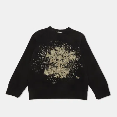 Pre-owned Dior Christian  Kids Black Printed Jersey Crewneck Sweatshirt 10 Yrs