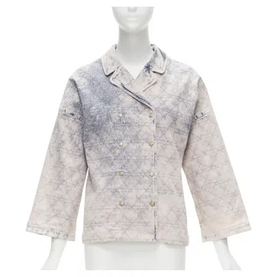 Pre-owned Dior Christian  Kids Bleached Blue Washed Cannage Quilted Dye Denim Jacket 13y Xs