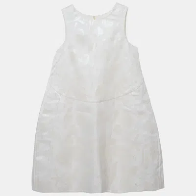 Pre-owned Dior Christian  Kids Creme Brocade Structured A-line Dress 8 Yrs In White