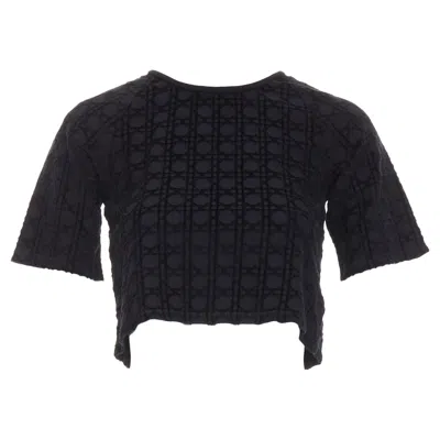 Pre-owned Dior Christian  Kids Issimo Cannage Velvet Print Cotton Crop Top 10yrs Xs In Black
