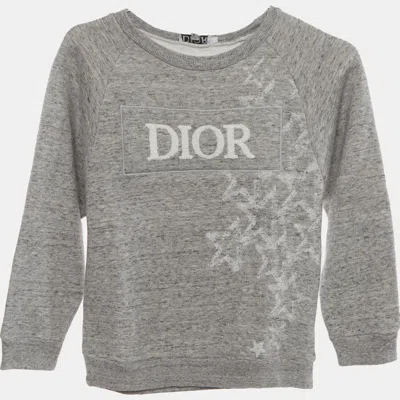 Pre-owned Dior Christian  Kids Grey Logo Detail Jersey Long Sleeves Sweatshirt 6yrs