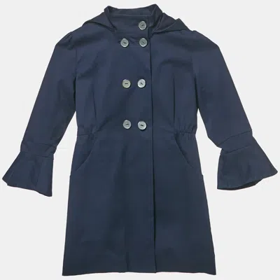Pre-owned Dior Christian  Kids Navy Blue Gabardine Double Breasted Coat 4yrs
