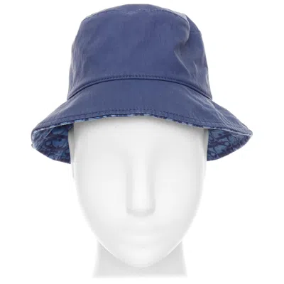 Pre-owned Dior Christian  Kids Navy Cotton Monogram Lined Bucket Hat T3 In Blue