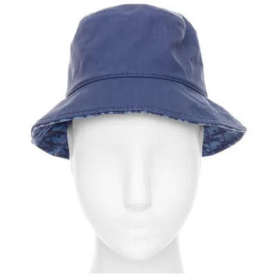 Pre-owned Dior Christian  Kids Navy Cotton Monogram Lined Bucket Hat T4 In Blue