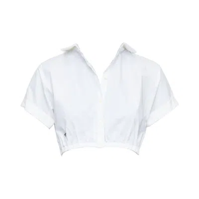 Pre-owned Dior Christian  Kids White Cotton Blend Black Bee Embroidered Crop Shirt 12y Xs