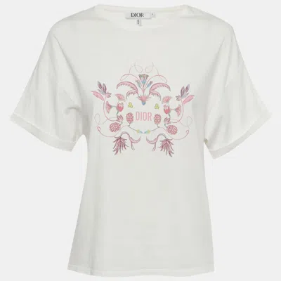 Pre-owned Dior Christian  Kids White Logo Graphic Jersey T-shirt 13 Yrs