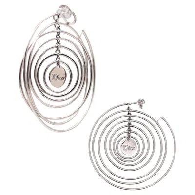 Pre-owned Dior Christian  Kinetic Dangle Earrings In Rhodium Plated .925 Sterling Silver In Multi