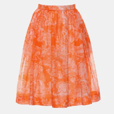 Pre-owned Dior Christian  Knee-length Printed Skirt In Orange
