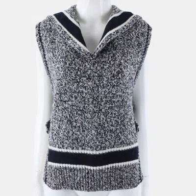 Pre-owned Dior Christian  Knit Navy Blue/white Cashmere Wool Vest Size M