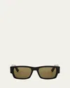 Dior Men's Christian  Label Rectangle Acetate Sunglasses In Brown