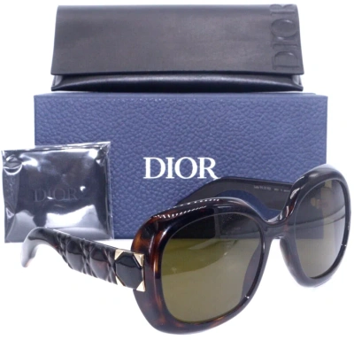 Pre-owned Dior Christian  Lady 95.22 R21 Oversized Havana Gold /green Lens Sunglasses 58-21