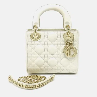 Pre-owned Dior Christian  Lady Bag Mini In White