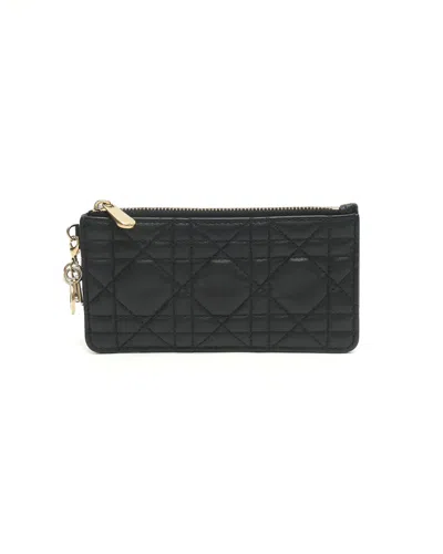 Pre-owned Dior Christian  Lady Cannage Coin Purse In Black