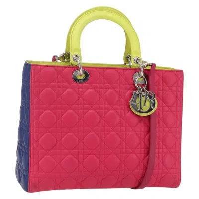 Pre-owned Dior Christian  Lady Cannage Matelassé Pink Leather Tote Bag Bag ()