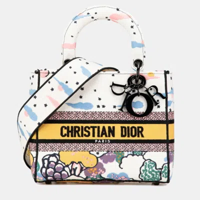 Pre-owned Dior Christian  Lady D-lite Medium Handbag White Multicolor Canvas