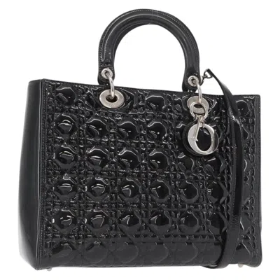 Pre-owned Dior Christian  Lady  Bag Cannage Quilt Patent Black Patent_leather Handbag ()