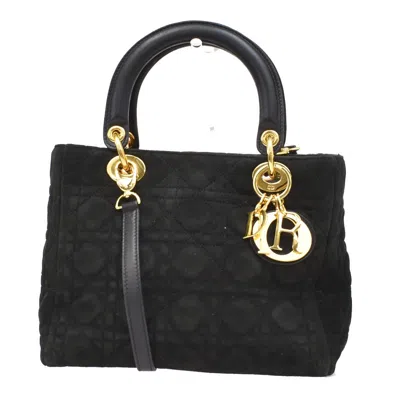 Pre-owned Dior Christian  Lady  Bag Cannage Stitch Suede Black Suede Handbag ()