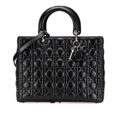 Pre-owned Dior Christian  Lady  Black Leather Handbag Shoulder Bag ()