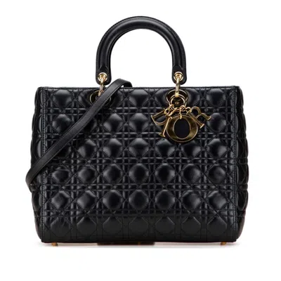 Pre-owned Dior Christian  Lady  Black Leather Handbag Shoulder Bag ()