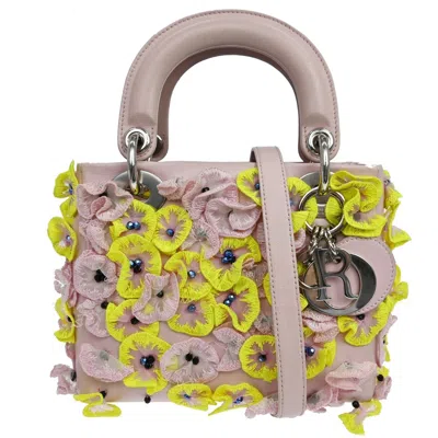 Pre-owned Dior Christian  Lady  Flower Charm Embellished Leather Pink Leather Handbag ()