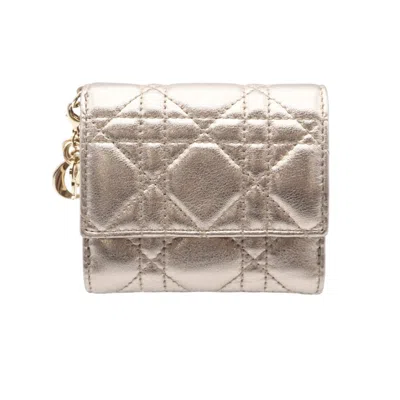 Pre-owned Dior Christian  Lady  Gold Leather Wallet (tri-fold) ()