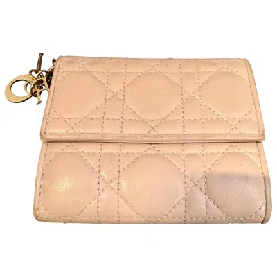 Pre-owned Dior Christian  Lady  Mini Wallet, Cream / Beige In White