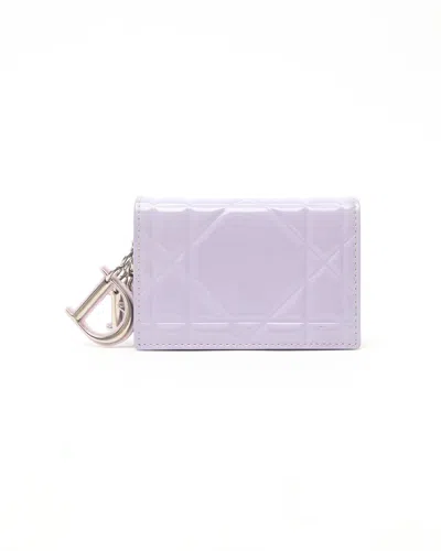 Pre-owned Dior Christian  Lady  Patent Card Holder In Purple