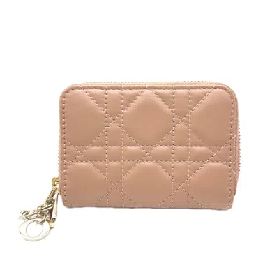 Pre-owned Dior Christian  Lady  Pink Beige Leather Coin Purse/coin Case ()