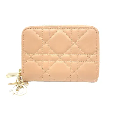 Pre-owned Dior Christian  Lady  Pink Beige Leather Coin Purse/coin Case ()
