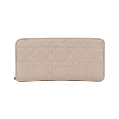 Pre-owned Dior Christian  Lady  Pink Leather Long Wallet (bi-fold) ()