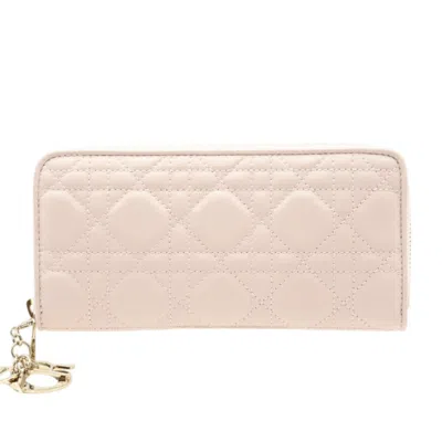 Pre-owned Dior Christian  Lady  Pink Leather Long Wallet (bi-fold) ()
