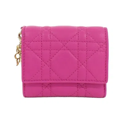Pre-owned Dior Christian  Lady  Pink Leather Wallet (tri-fold) ()