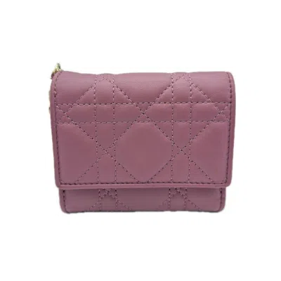 Pre-owned Dior Christian  Lady  Pink Leather Wallet (tri-fold) ()