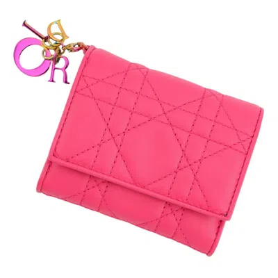 Pre-owned Dior Christian  Lady  Pink Leather Wallet (tri-fold) ()