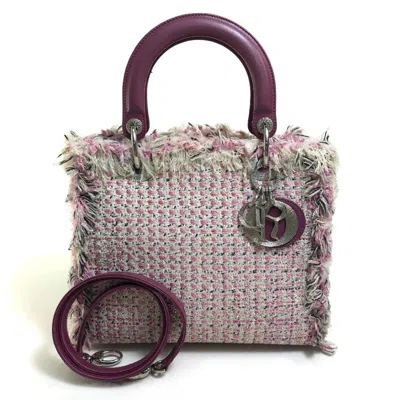 Pre-owned Dior Christian  Lady  Pink Purple White Tweed Handbag Shoulder Bag ()