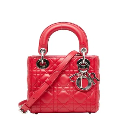 Pre-owned Dior Christian  Lady  Red Color Leather Handbag Shoulder Bag ()