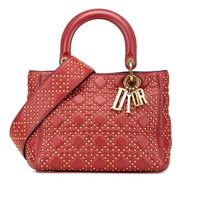 Pre-owned Dior Christian  Lady  Red Color Leather Handbag Shoulder Bag ()