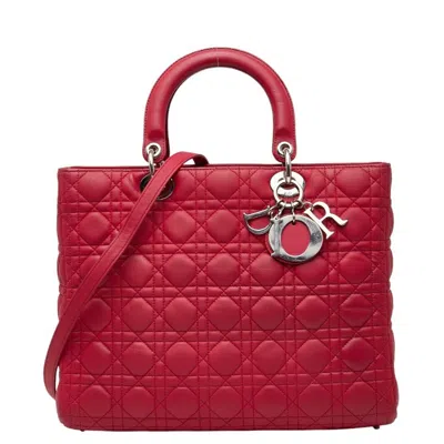 Pre-owned Dior Christian  Lady  Red Color Leather Handbag Shoulder Bag ()