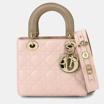 Pre-owned Dior Christian  Lady  Small Pink Beige Leather Shoulder Bag In Sand