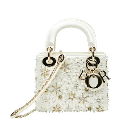 Pre-owned Dior Christian  Lady  White Silk Handbag Shoulder Bag ()