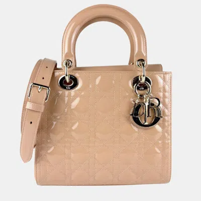 Pre-owned Dior Christian  Lady Handbag/shoulder Bag In Patent Leather Beige In Sand