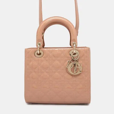 Pre-owned Dior Christian  Lady Medium Cannage Shoulder Bag In Pink