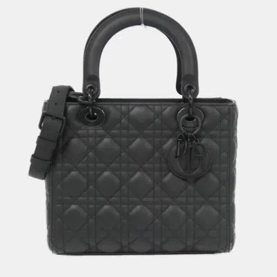 Pre-owned Dior Christian  Lady Medium Handbag In Black