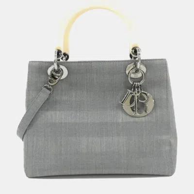 Pre-owned Dior Christian  Lady Medium Handbag In Gray